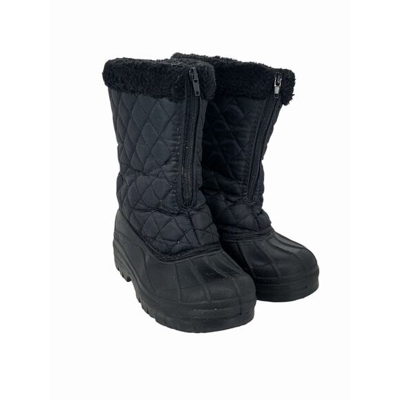 Waterproof Quilted Winter Snow Boots - Fur-Lined & Insulated - Size 3‎ - Black - Picture 1 of 6
